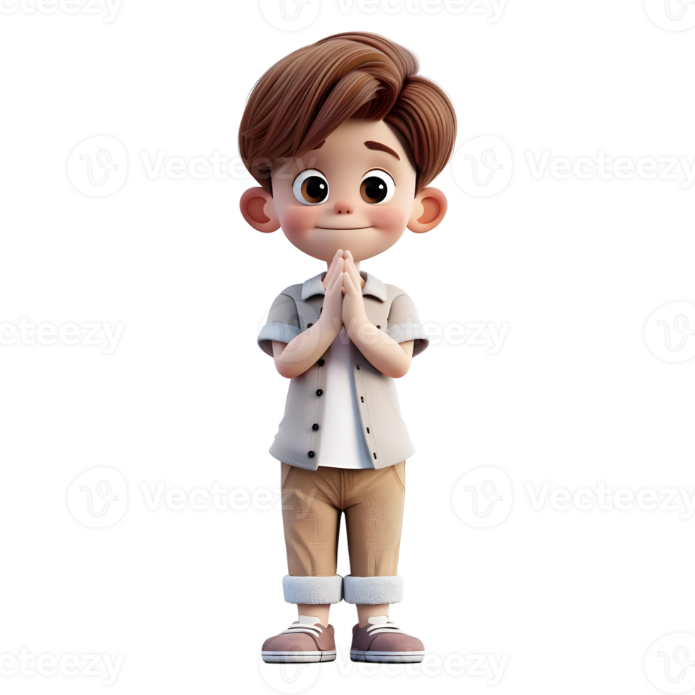 AI generated 3D Rendering of a Toddler Boy Standing and Smiling on Transparent Background - Ai Generated png