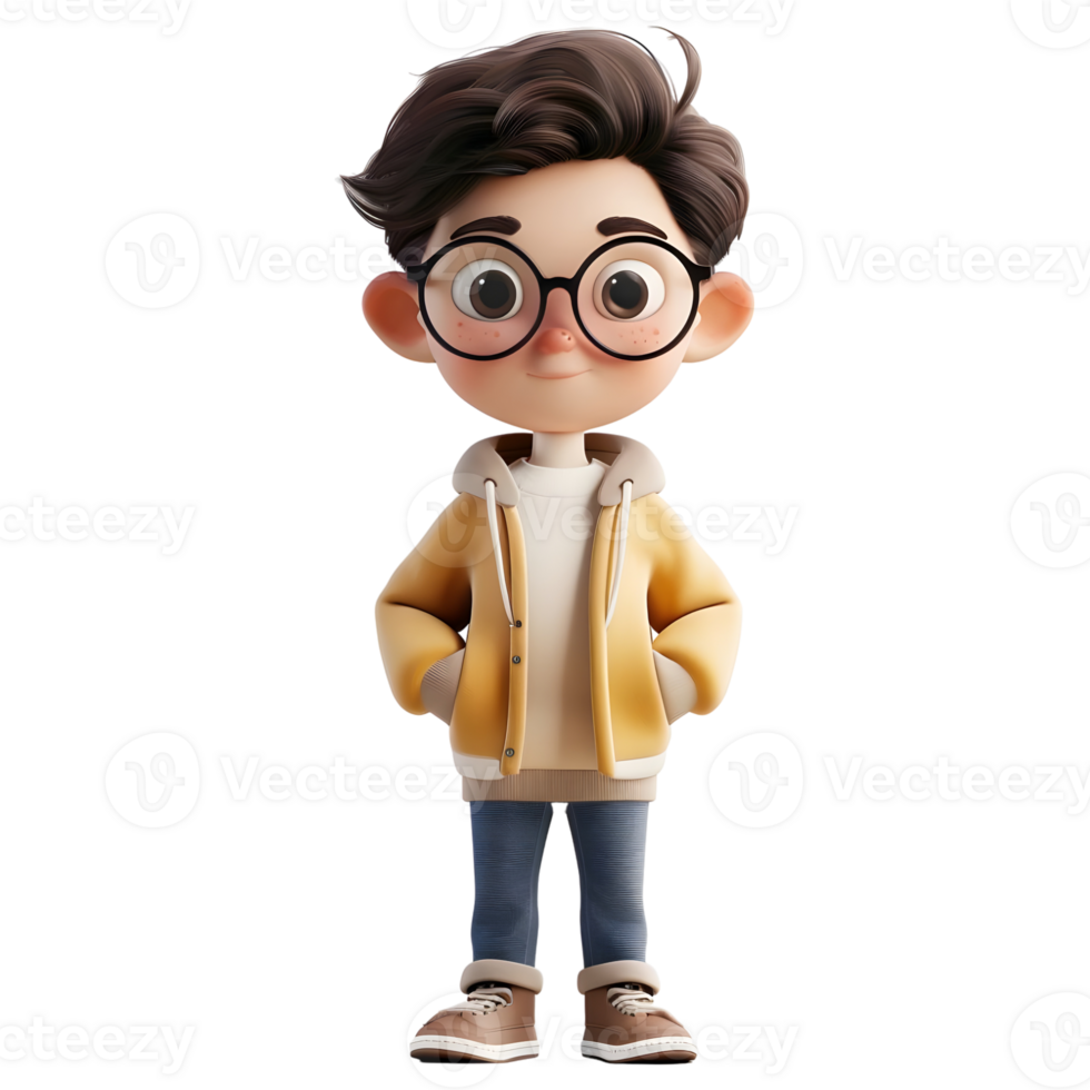 AI generated 3D Rendering of a Toddler Boy Standing and Smiling on Transparent Background - Ai Generated png