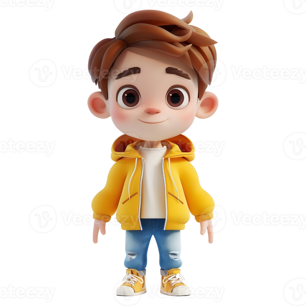 AI generated 3D Rendering of a Toddler Boy Standing and Smiling on Transparent Background - Ai Generated png