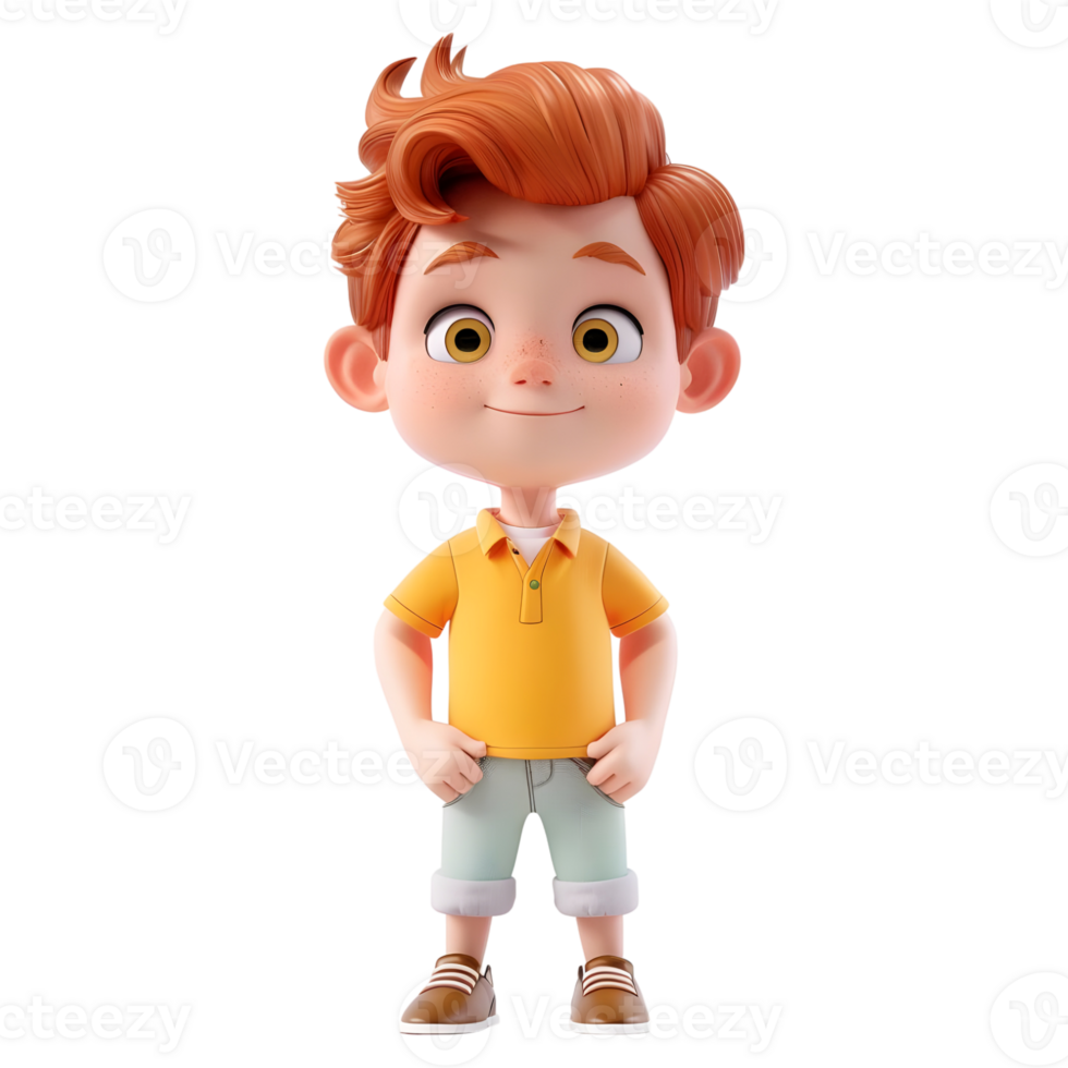 AI generated 3D Rendering of a Toddler Boy Standing and Smiling on Transparent Background - Ai Generated png