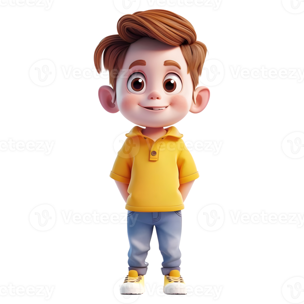 AI generated 3D Rendering of a Toddler Boy Standing and Smiling on Transparent Background - Ai Generated png