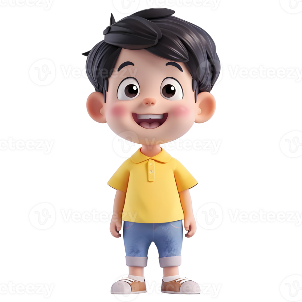 AI generated 3D Rendering of a Toddler Boy Standing and Smiling on Transparent Background - Ai Generated png