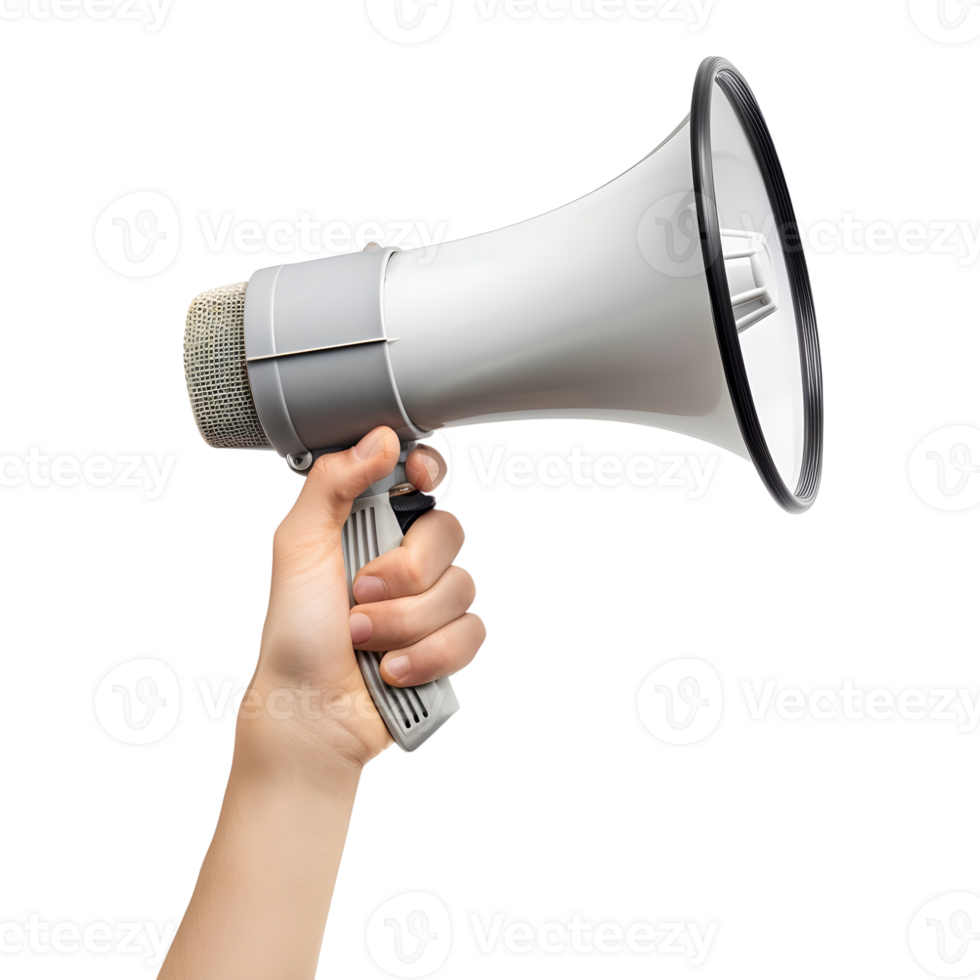 AI generated 3D Rendering of a Megaphone in a Hand on Transparent Background - Ai Generated png