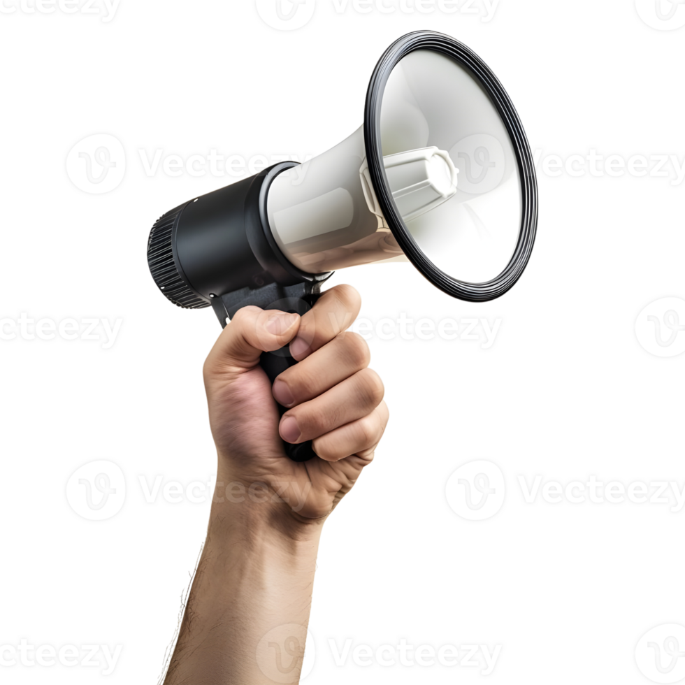 AI generated 3D Rendering of a Megaphone in a Hand on Transparent Background - Ai Generated png