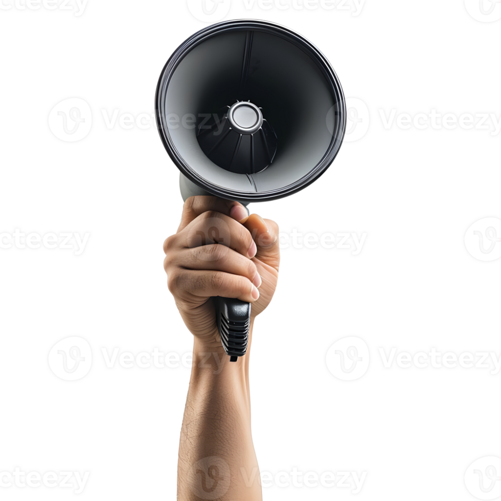 AI generated 3D Rendering of a Megaphone in a Hand on Transparent Background - Ai Generated png
