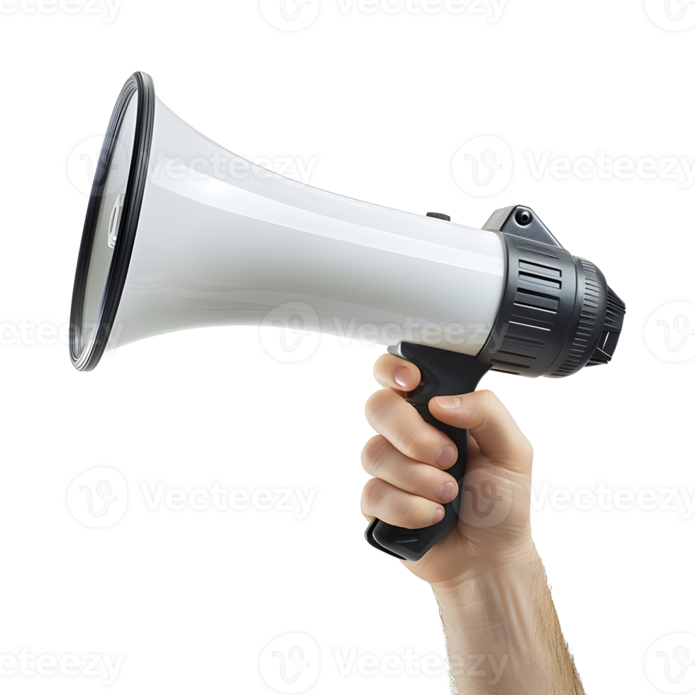AI generated 3D Rendering of a Megaphone in a Hand on Transparent Background - Ai Generated png