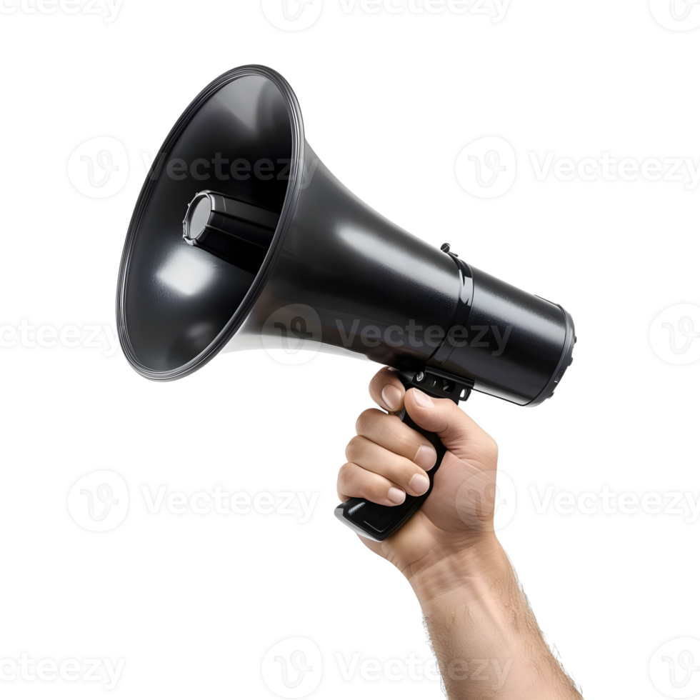 AI generated 3D Rendering of a Megaphone in a Hand on Transparent Background - Ai Generated png