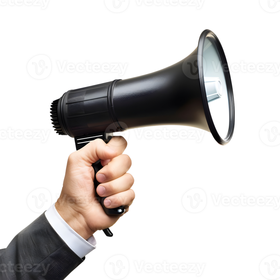 AI generated 3D Rendering of a Megaphone in a Hand on Transparent Background - Ai Generated png