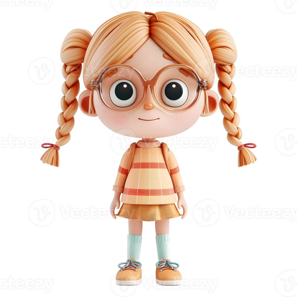 AI generated 3D Rendering of a Toddler Girl Standing and Smiling on Transparent Background - Ai Generated png