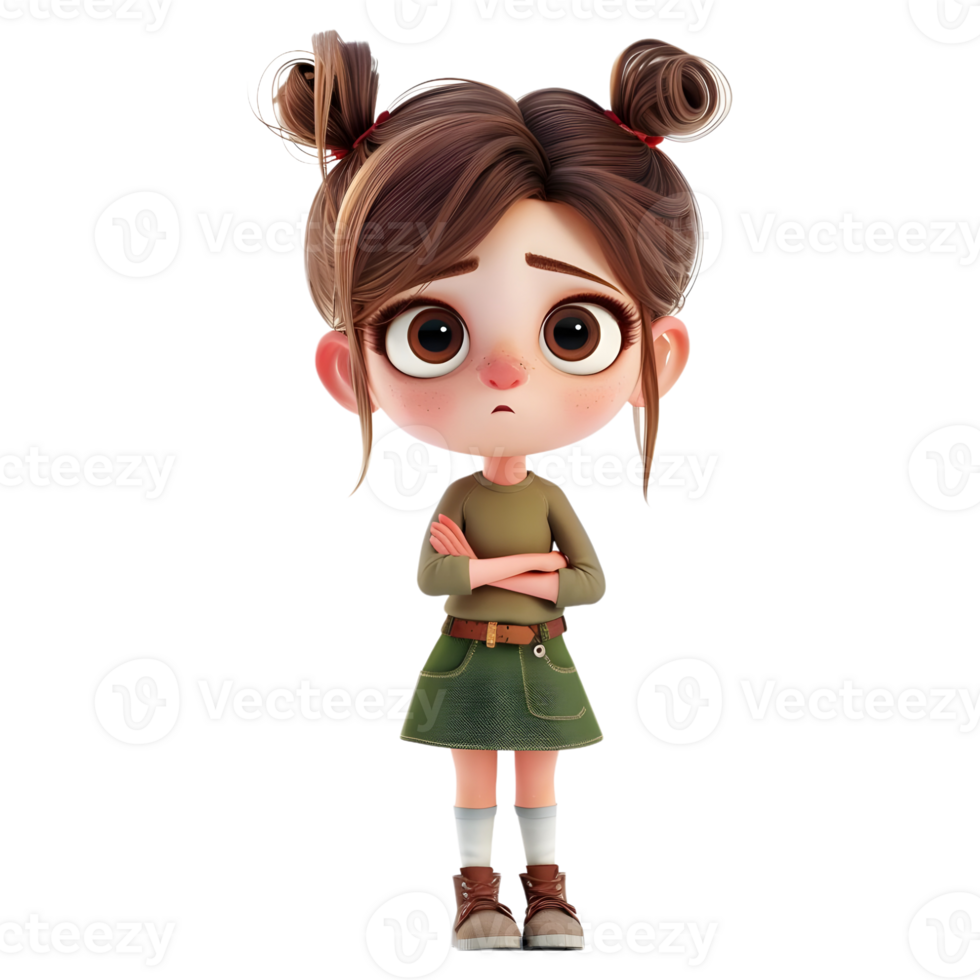 AI generated 3D Rendering of a Toddler Girl Standing and Smiling on Transparent Background - Ai Generated png