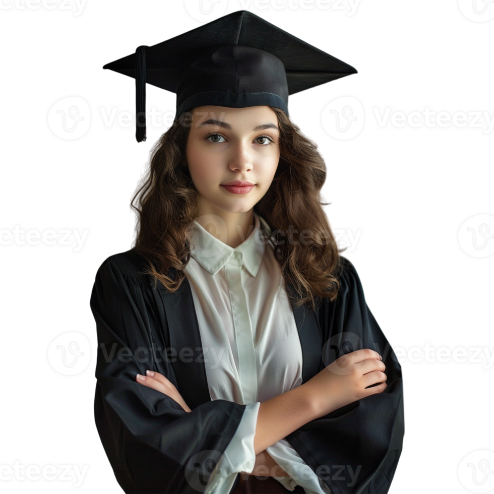 AI generated Graduated Student Standing With Crossed Arms on Transparent background - Ai Generated png