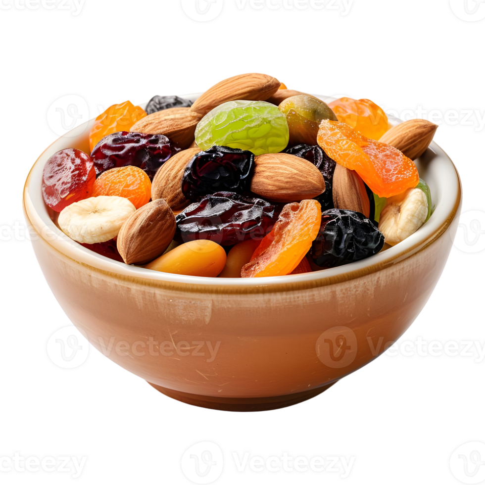 AI generated 3D Rendering of a Dry Fruits in a Bowl on Transparent Background - Ai Generated png