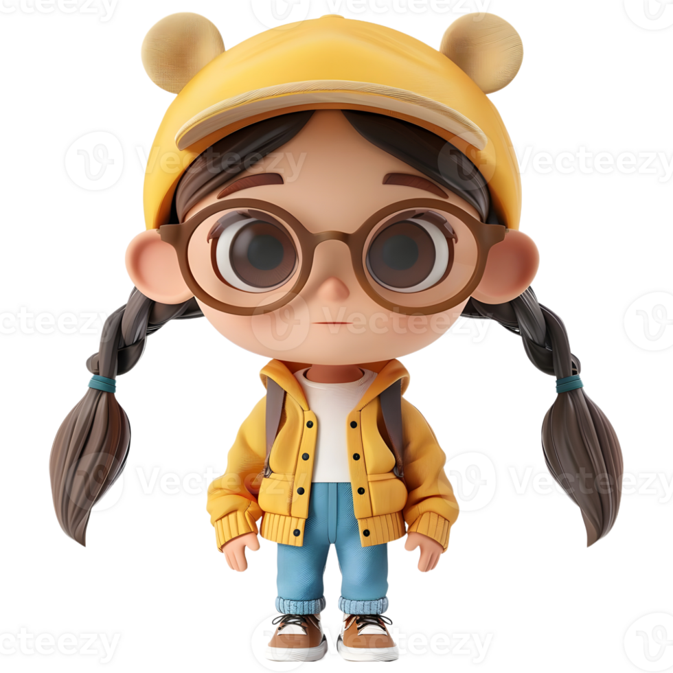 AI generated 3D Rendering of a Toddler Girl Standing and Smiling on Transparent Background - Ai Generated png