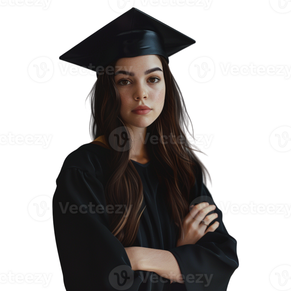 AI generated Graduated Student Standing With Crossed Arms on Transparent background - Ai Generated png