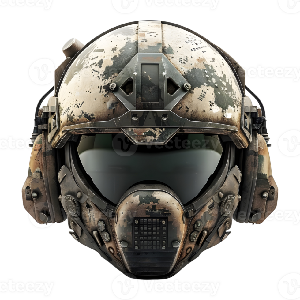 ai generado 3d representación de un Ejército la seguridad casco en transparente antecedentes - ai generado png