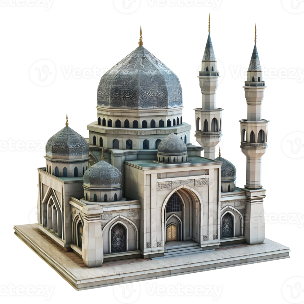 AI generated 3D Rendering of a Islamic Mosque on Transparent Background - Ai Generated png