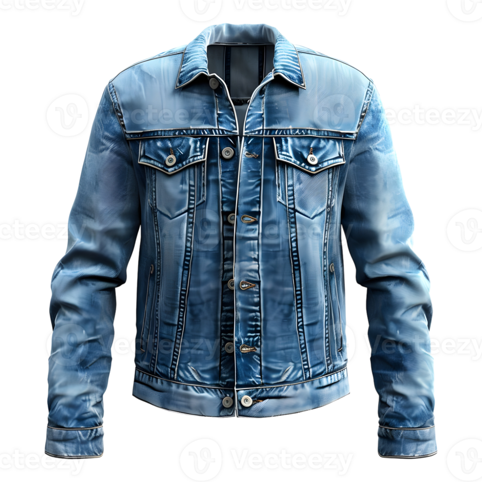 AI generated 3D Rendering of a Denim Jeans Jacket on Transparent Background - Ai Generated png