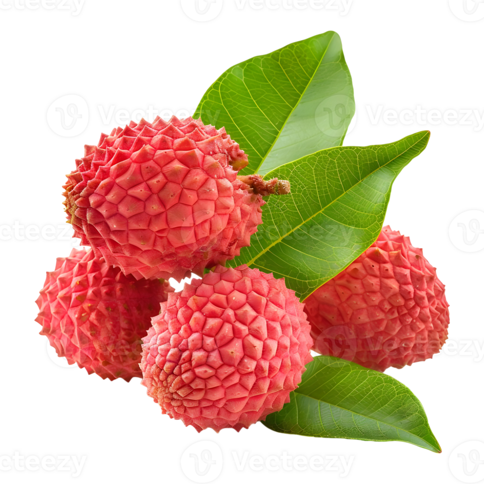 AI generated 3D Rendering of a Lychee with Leaves on Transparent Background - Ai Generated png