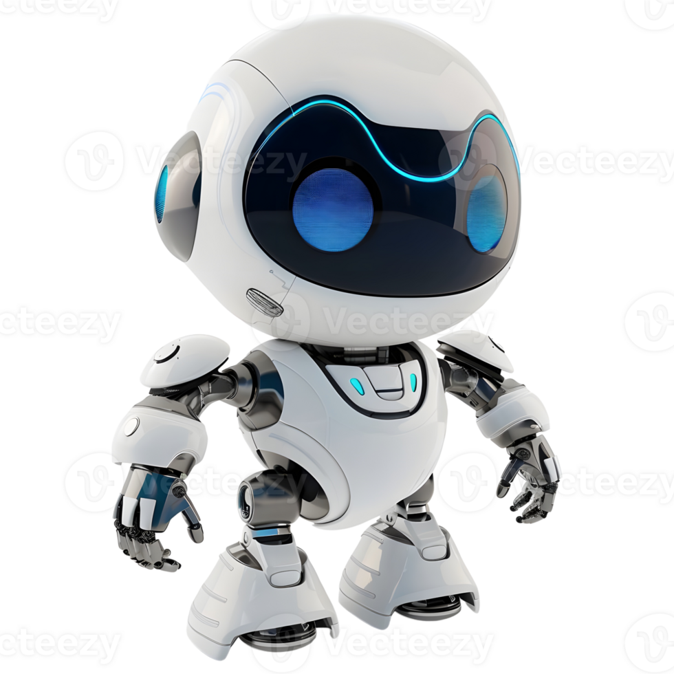 AI generated 3D Rendering of a Digital Cute Robot on Transparent Background - Ai Generated png