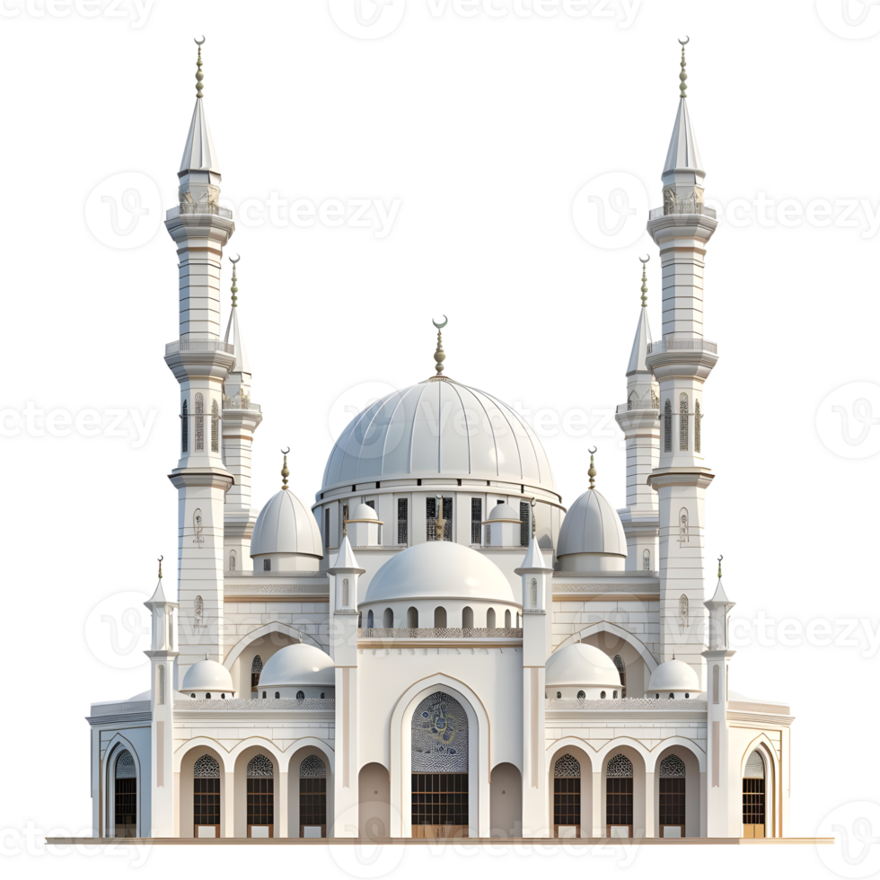 ai generiert 3d Rendern von ein islamisch Moschee auf transparent Hintergrund - - ai generiert png