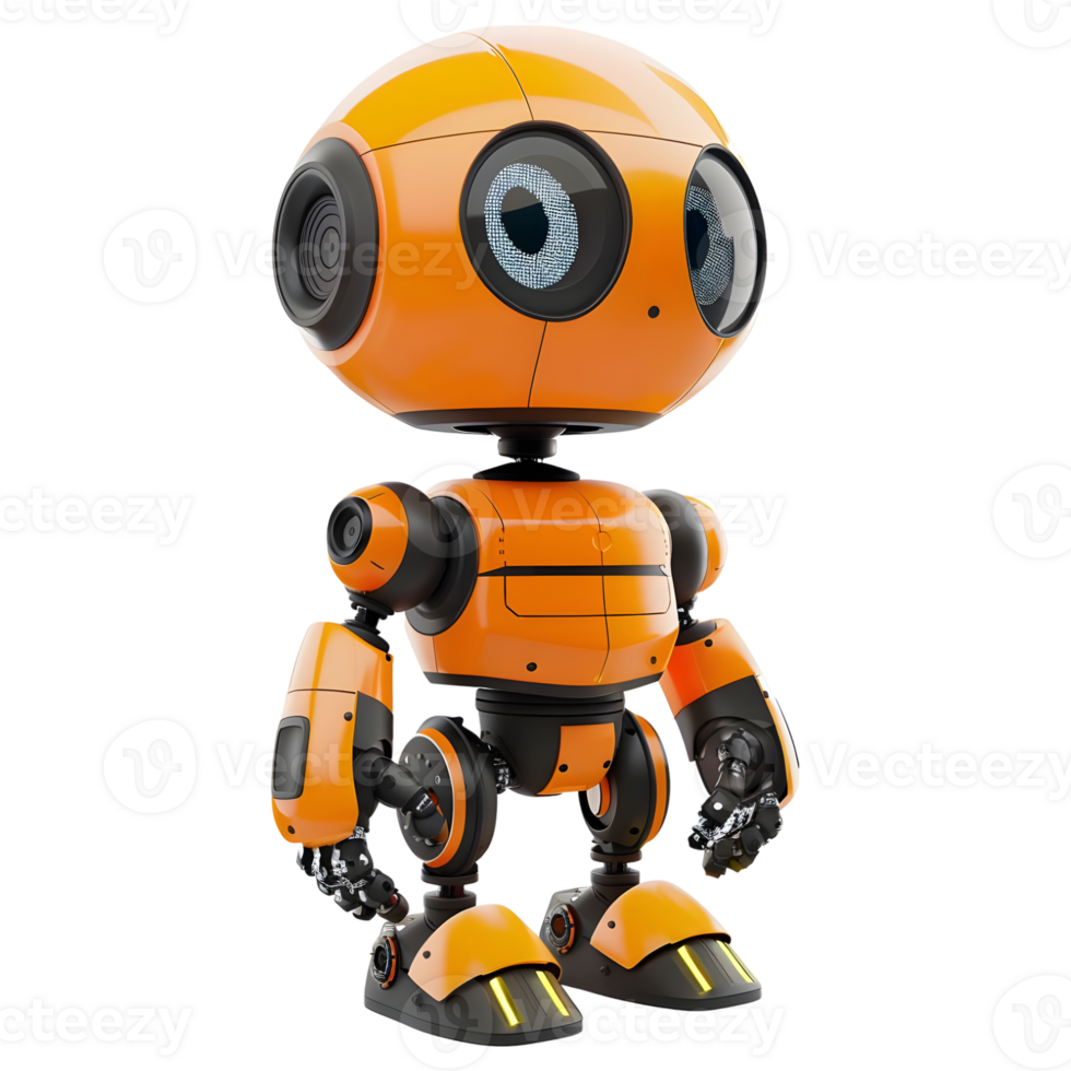 AI generated 3D Rendering of a Digital Cute Robot on Transparent Background - Ai Generated png