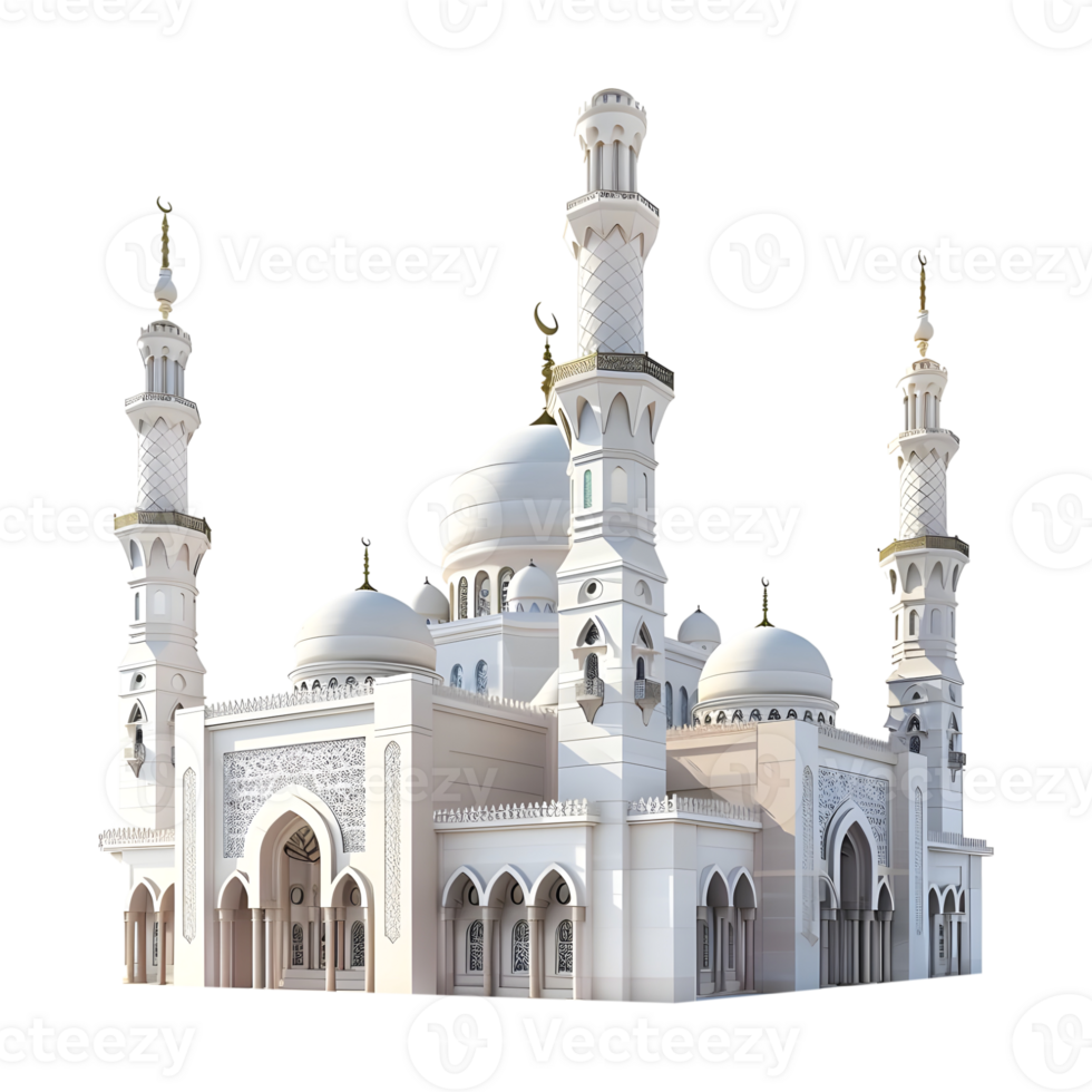 AI generated 3D Rendering of a Islamic Mosque on Transparent Background - Ai Generated png