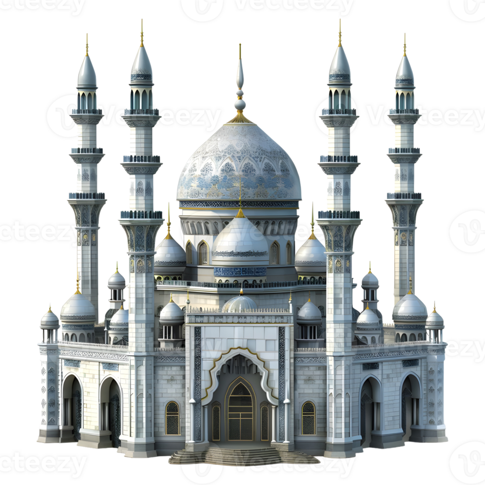 AI generated 3D Rendering of a Islamic Mosque on Transparent Background - Ai Generated png