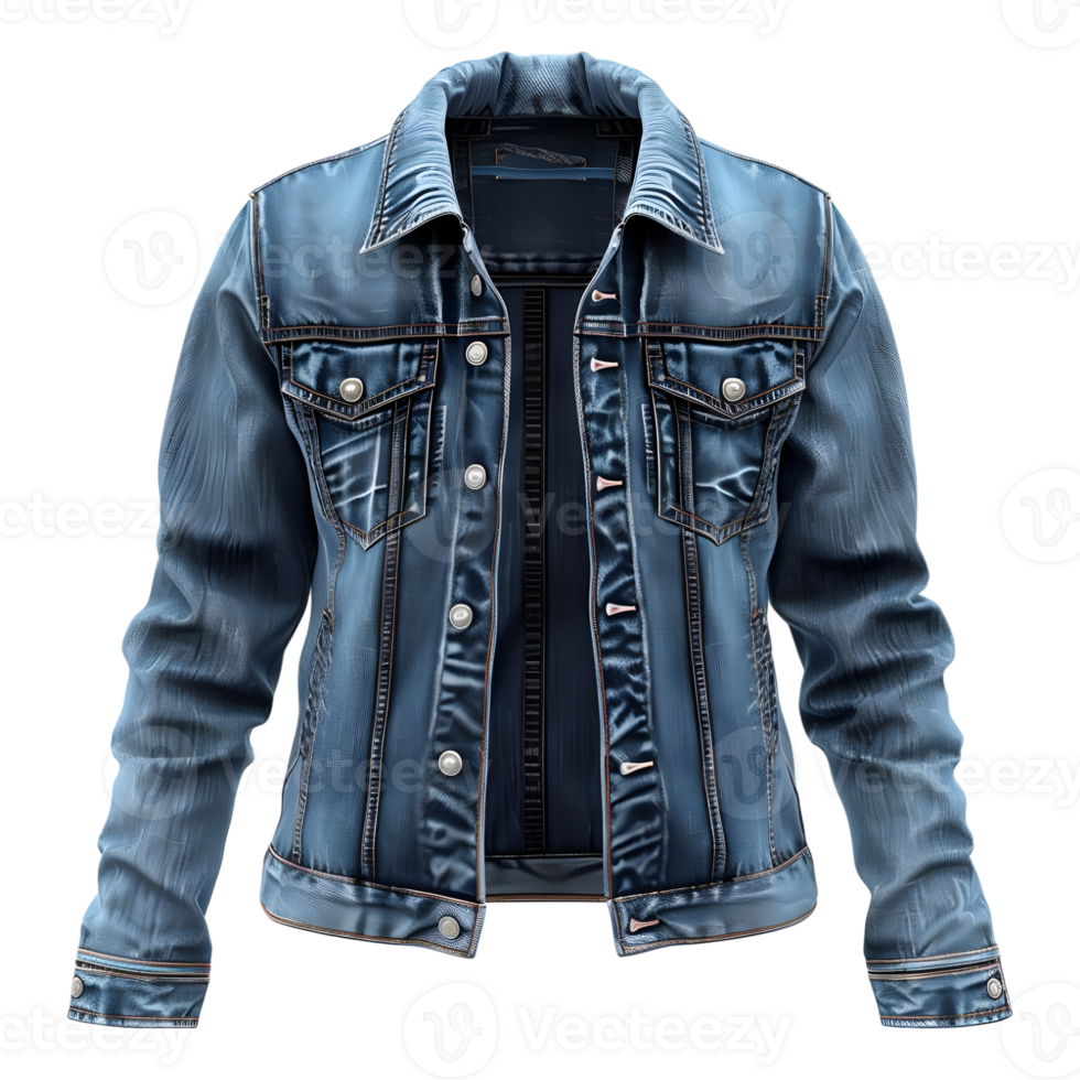 AI generated 3D Rendering of a Denim Jeans Jacket on Transparent Background - Ai Generated png