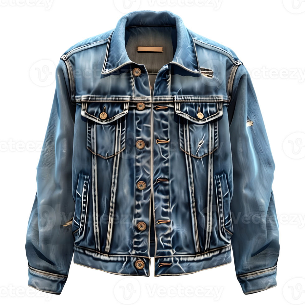 AI generated 3D Rendering of a Denim Jeans Jacket on Transparent Background - Ai Generated png