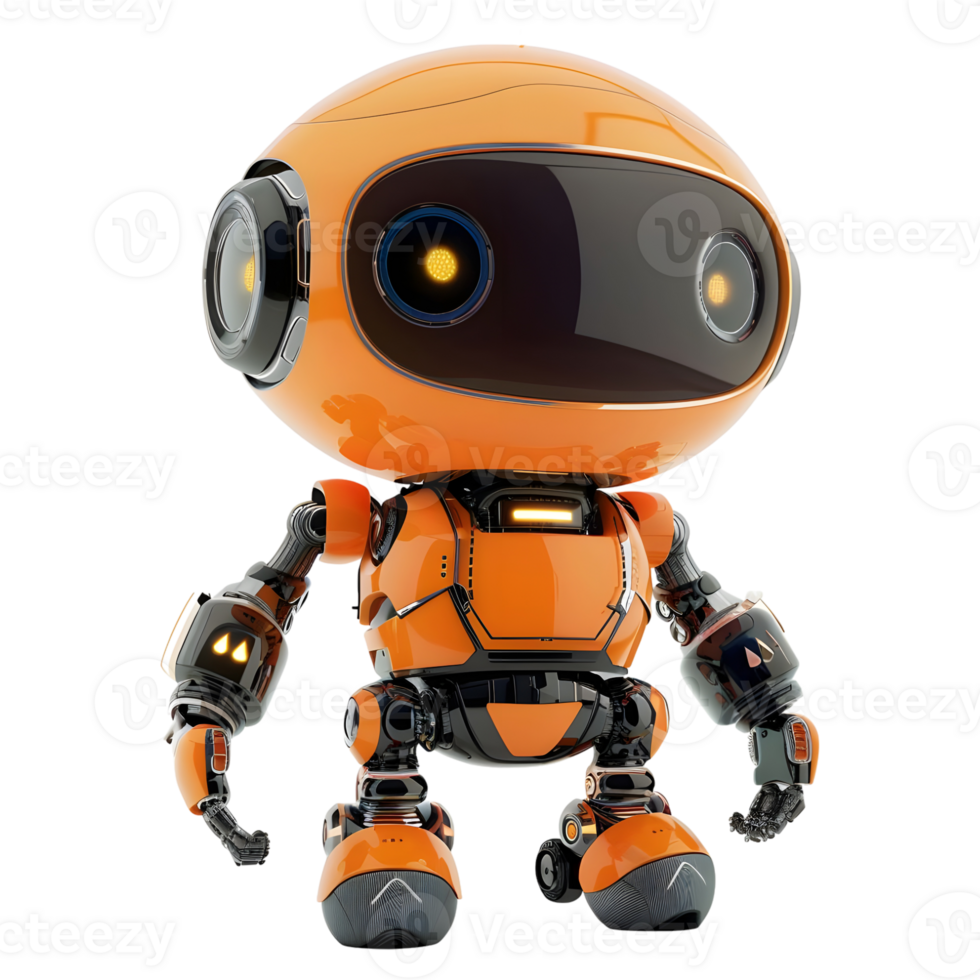 AI generated 3D Rendering of a Digital Cute Robot on Transparent Background - Ai Generated png
