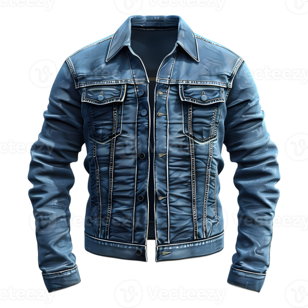 ai gegenereerd 3d renderen van een denim jeans jasje Aan transparant achtergrond - ai gegenereerd png