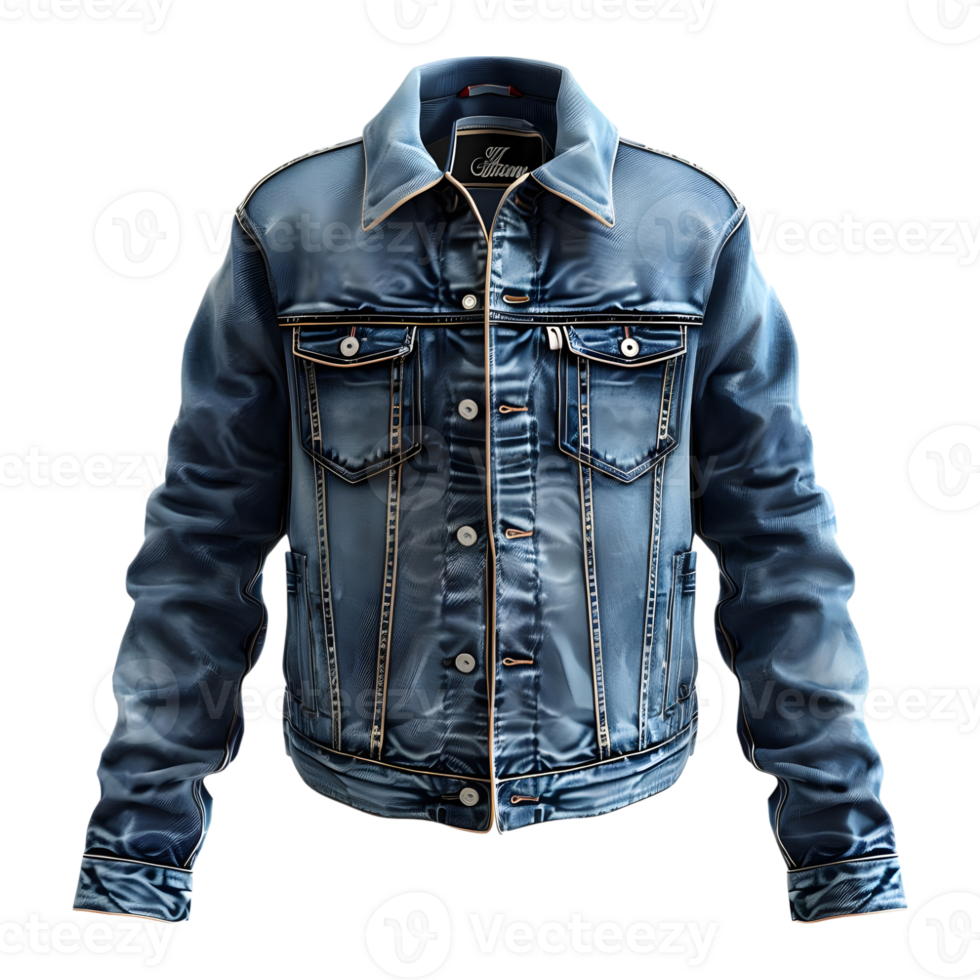 ai genererad 3d tolkning av en denim jeans jacka på transparent bakgrund - ai genererad png