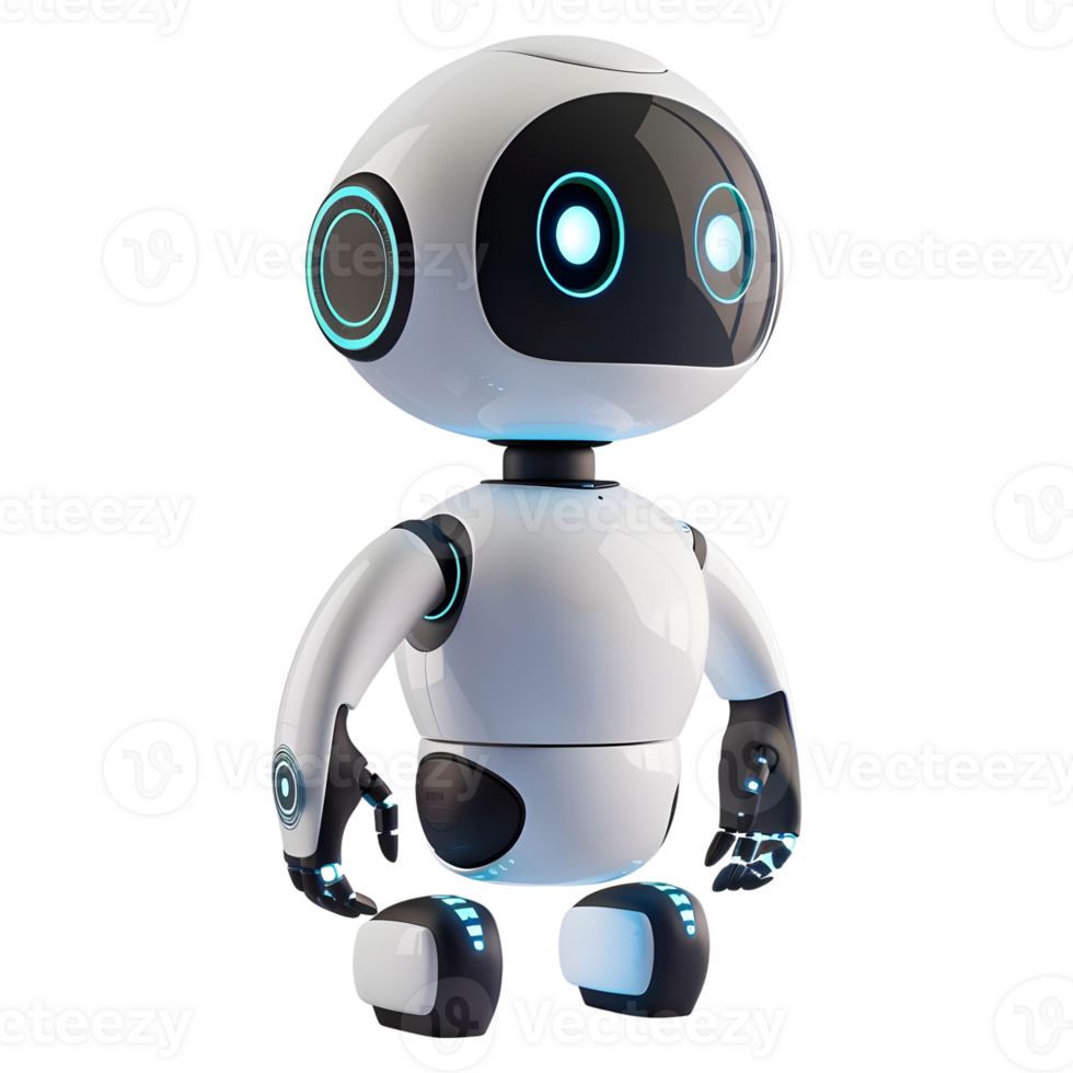 AI generated 3D Rendering of a Digital Cute Robot on Transparent Background - Ai Generated png