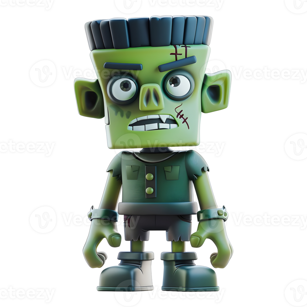 AI generated 3D Rendering of a Halloween Zombie Cartoon on Transparent Background - Ai Generated png