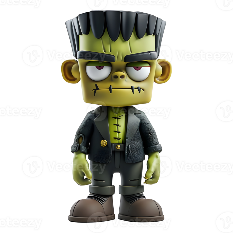 AI generated 3D Rendering of a Halloween Zombie Cartoon on Transparent Background - Ai Generated png