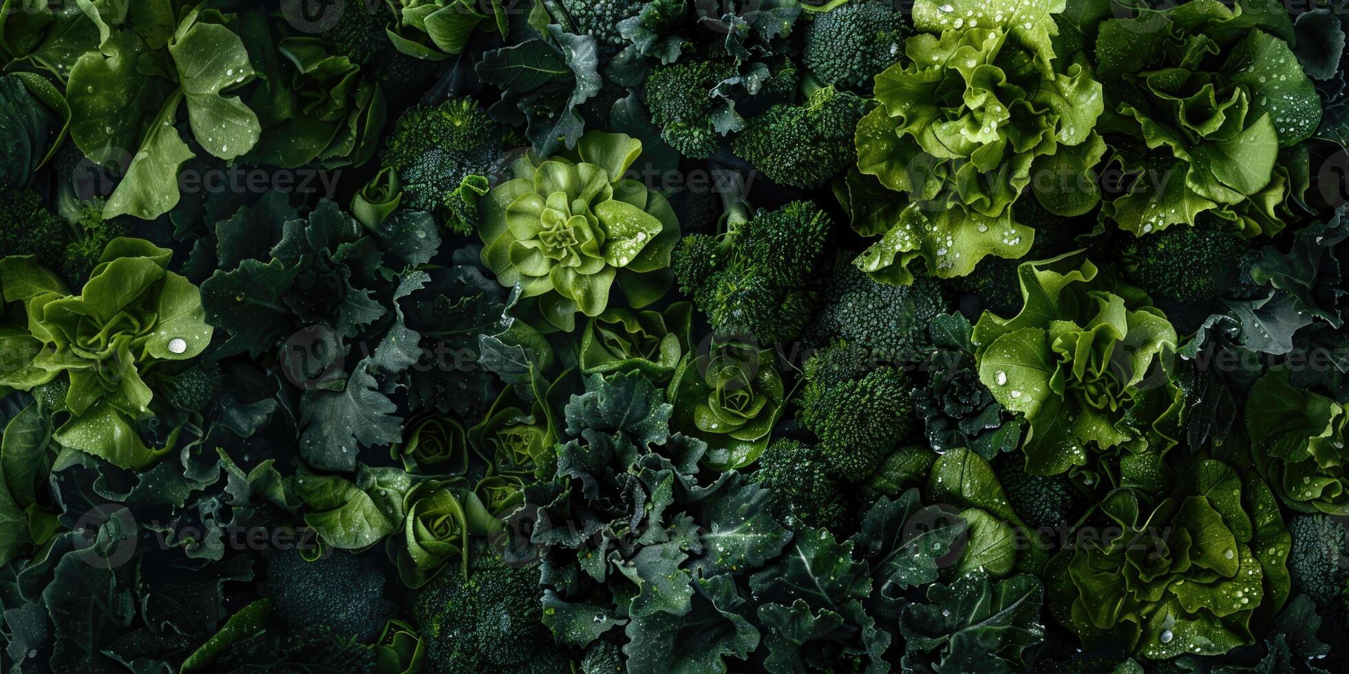 AI generated Broccoli and greens vegetables background. AI generated photo