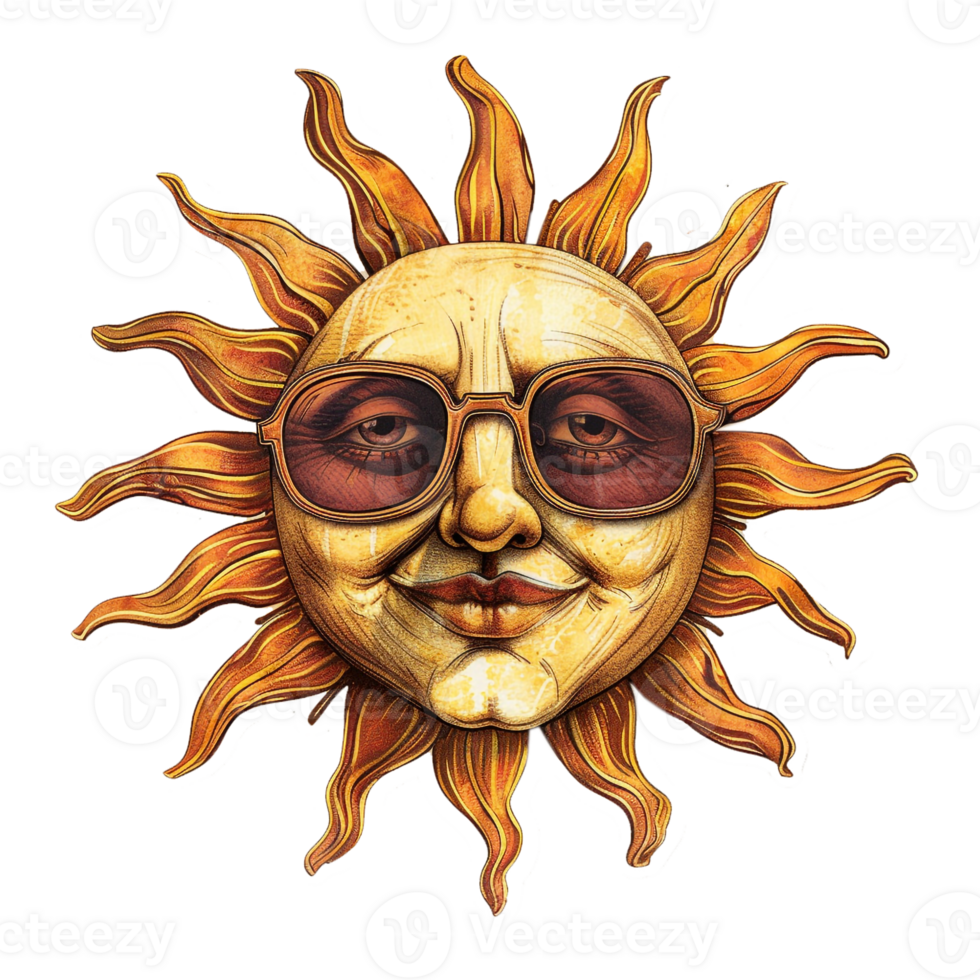 AI generated Sticker of a Sun wearing Glasses On a Transparent Background - Ai Generated png