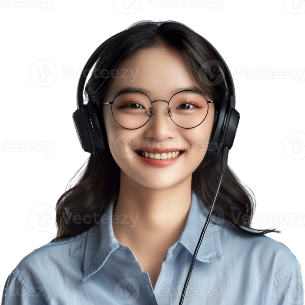AI generated Online Customer Service Agent With Microphone on Transparent background - Ai Generated png