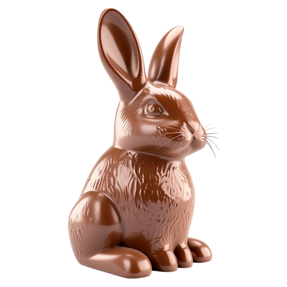 ai gerado 3d Renderização do uma chocolate Coelho em transparente fundo - ai gerado png