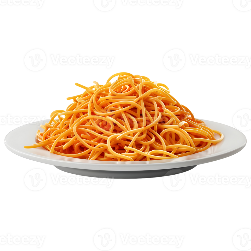 AI generated 3D Rendering of a Noodles or Spaghetti in a Plate on Transparent Background - Ai Generated png