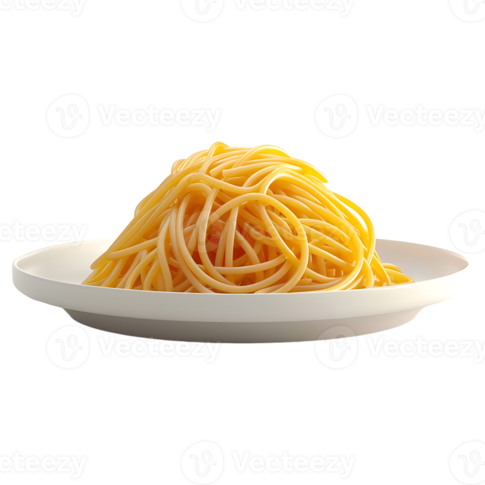 AI generated 3D Rendering of a Noodles or Spaghetti in a Plate on Transparent Background - Ai Generated png