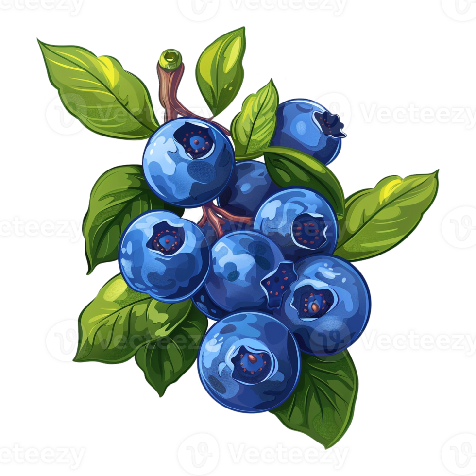 AI generated Sticker of a Blueberries With Leaves On a Transparent Background - Ai Generated png