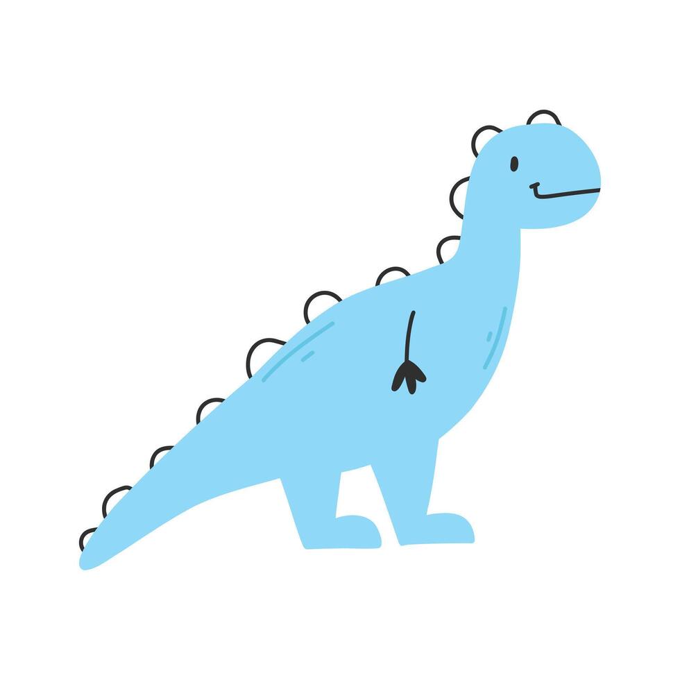 Cute dinosaur in cartoon scandinavian style. Vector illustration for a kids room. Hand drawn dino isolated on white background. Dino character.