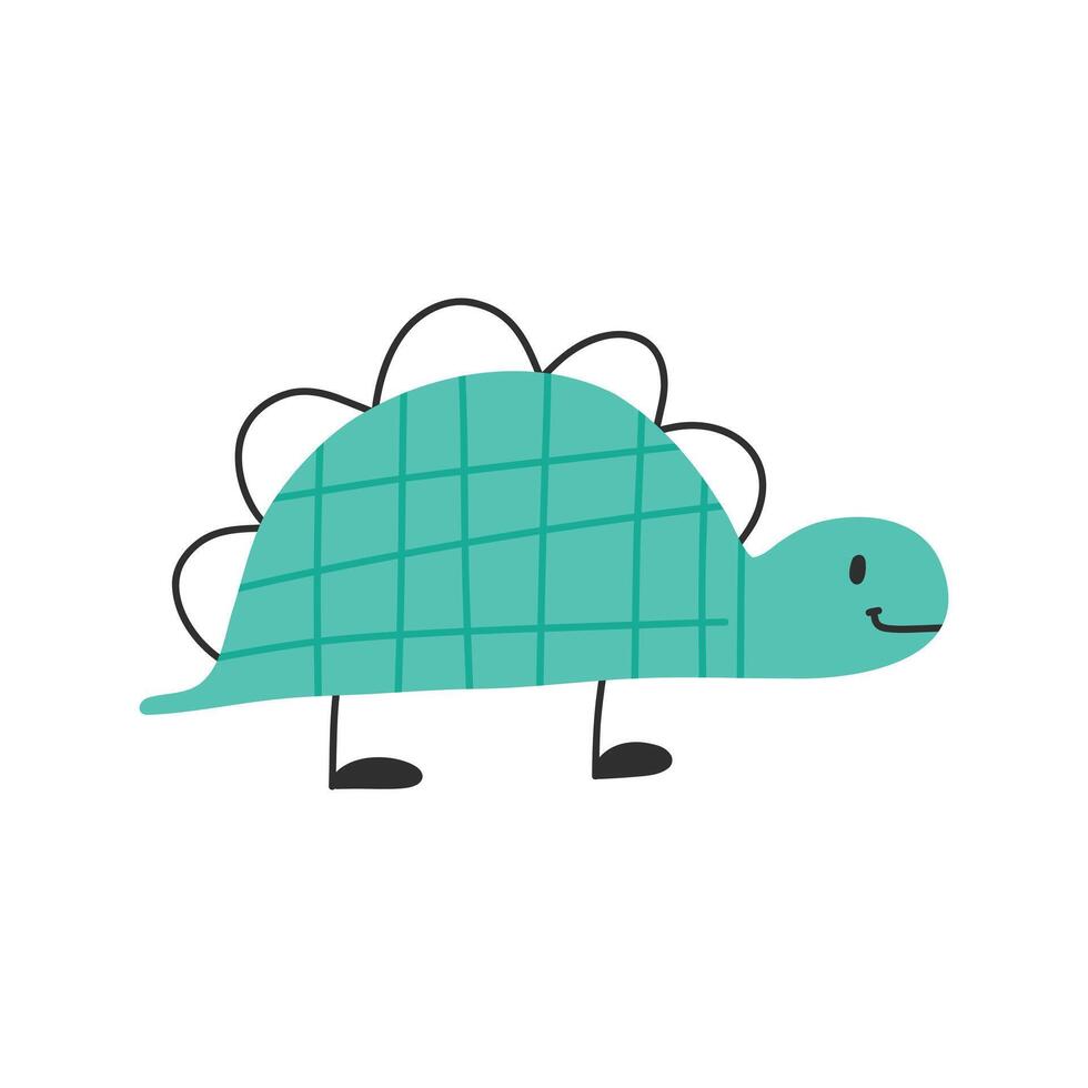 Cute dinosaur in cartoon scandinavian style. Vector illustration for a kids room. Hand drawn dino isolated on white background. Dino character.