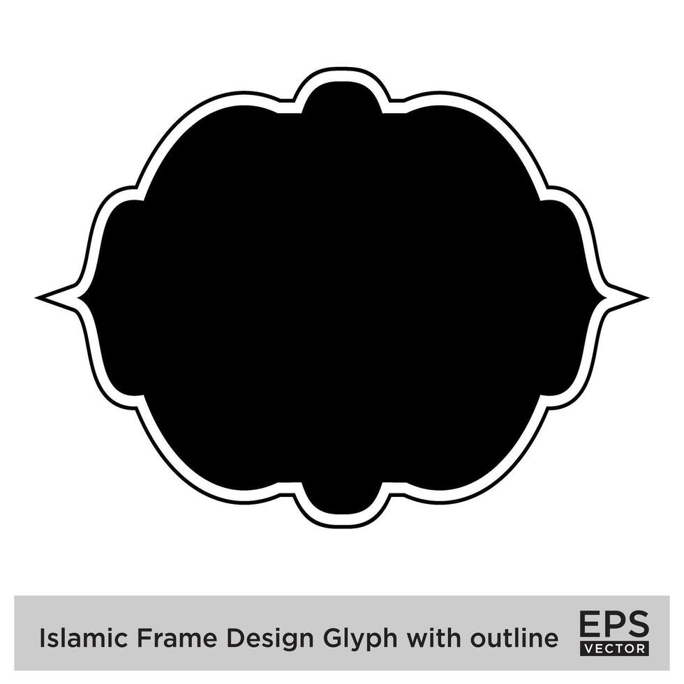 Islamic Frame Design Glyph with outline Black Filled silhouettes Design pictogram symbol visual illustration vector