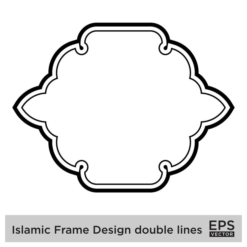 Islamic Frame Design double lines Black Stroke silhouettes Design pictogram symbol visual illustration vector