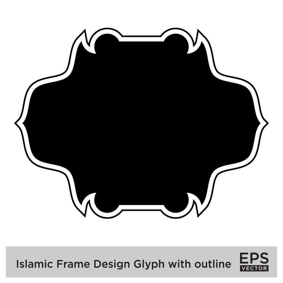 Islamic Frame Design Glyph with outline Black Filled silhouettes Design pictogram symbol visual illustration vector