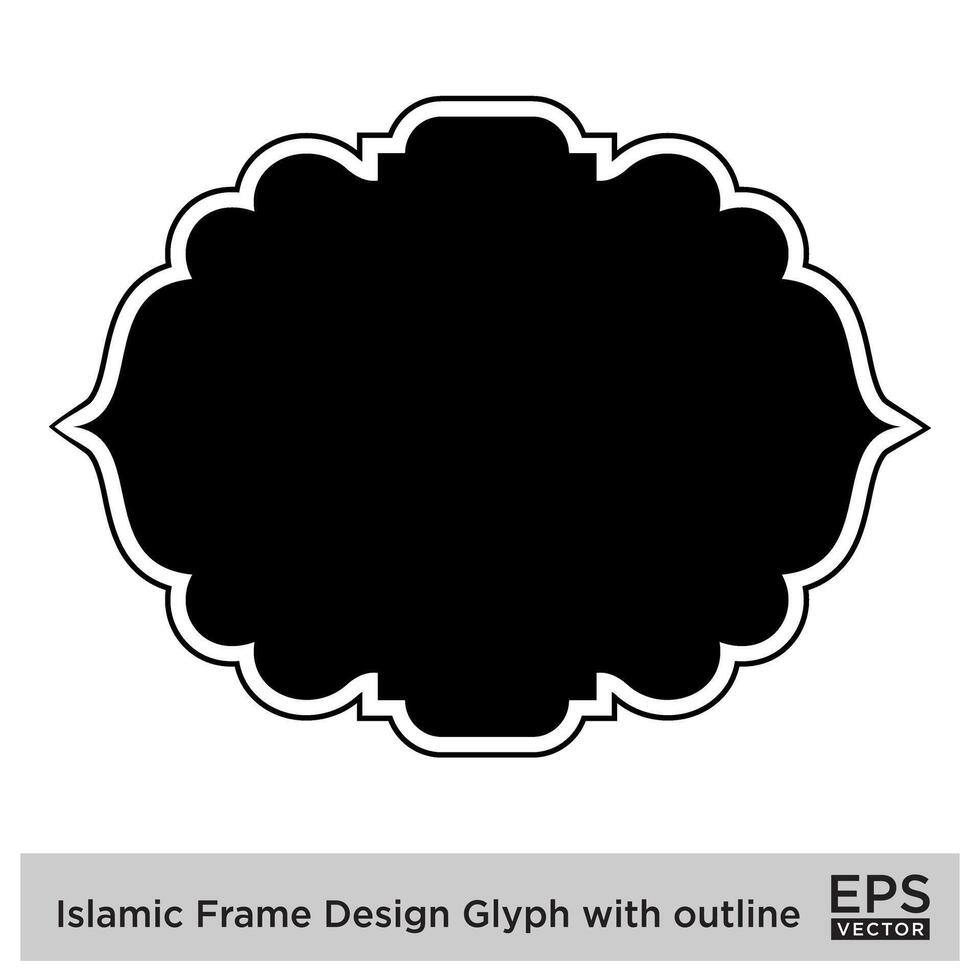 Islamic Frame Design Glyph with outline Black Filled silhouettes Design pictogram symbol visual illustration vector