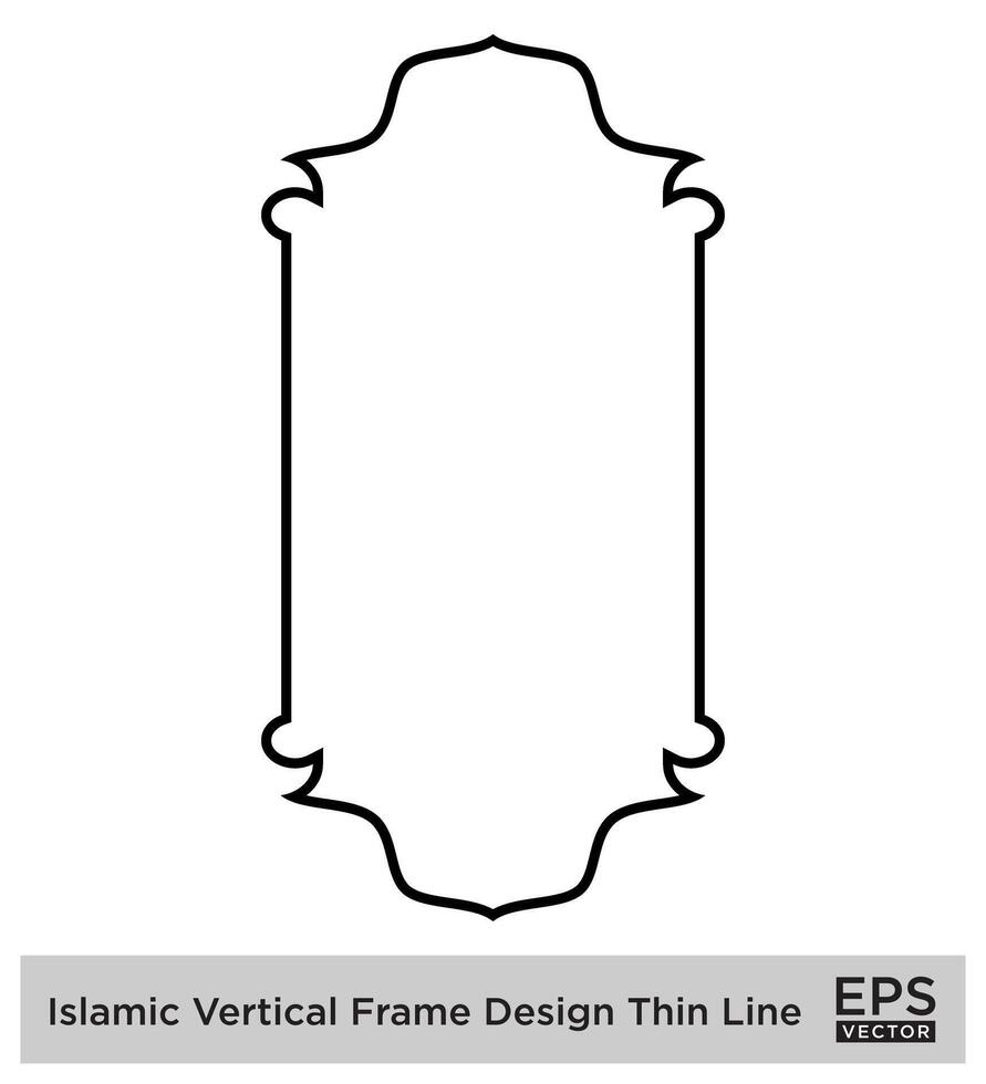 Islamic Vertical Frame Design Thin Line Black stroke silhouettes Design pictogram symbol visual illustration vector