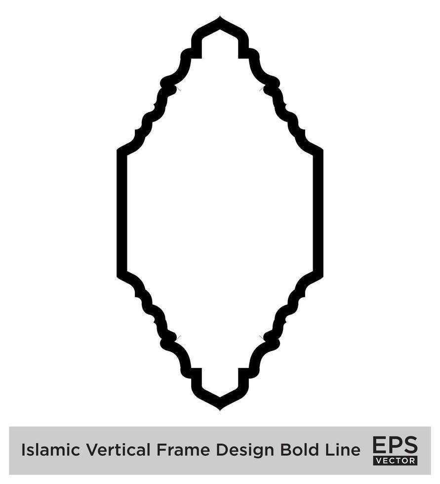 Islamic Vertical Frame Design Bold Line Outline Linear Black Stroke silhouettes Design pictogram symbol visual illustration vector